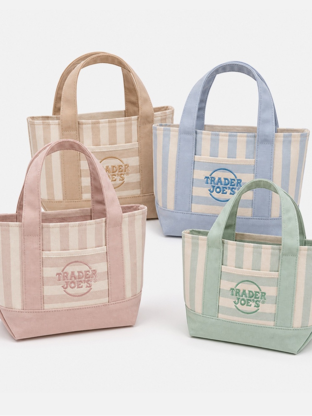 Trader Joe’s Pastel Stripe Canvas Tote Bag - 4 colors